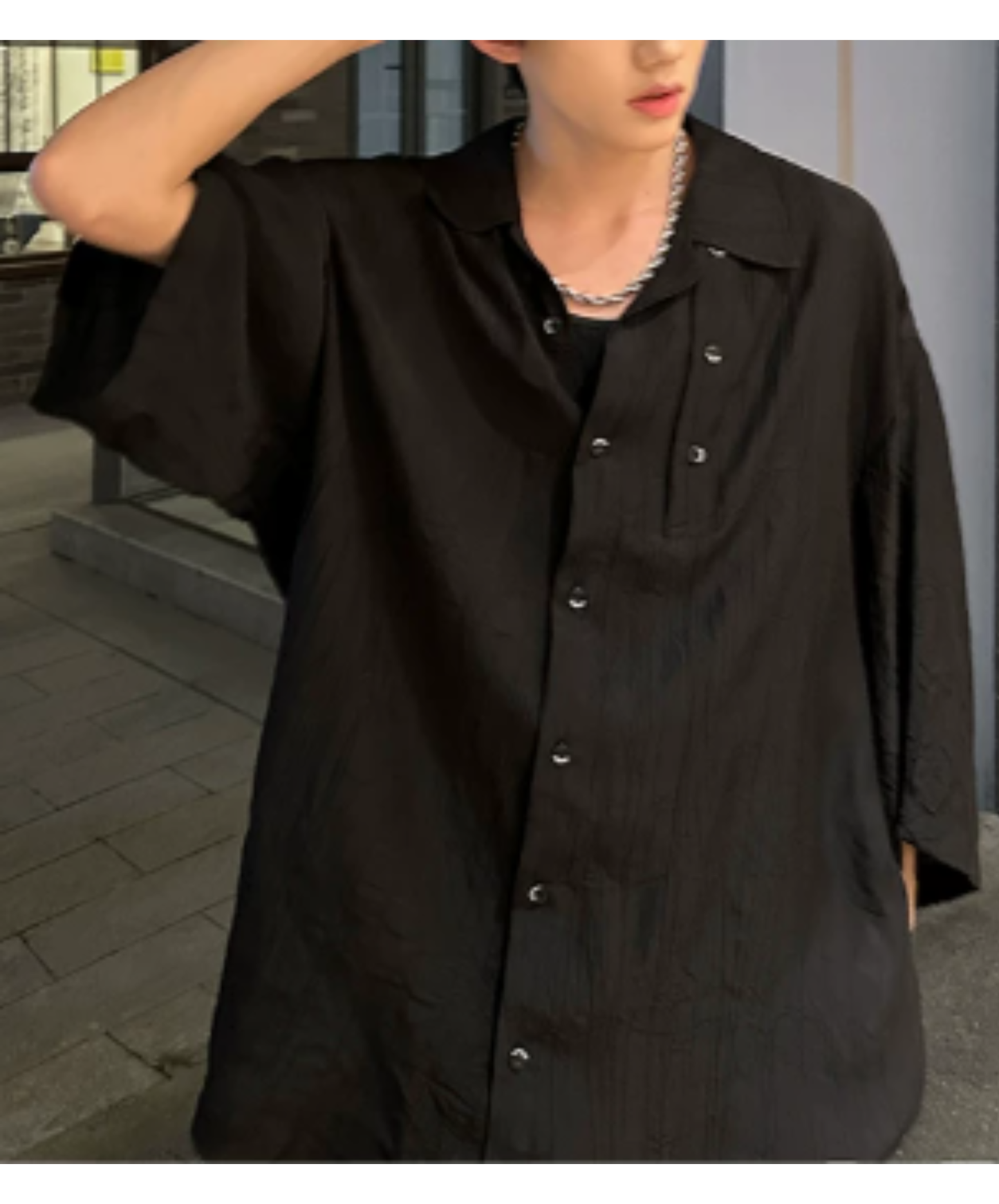 lightweight, silk-like, three-quarter sleeve shirt EN2953