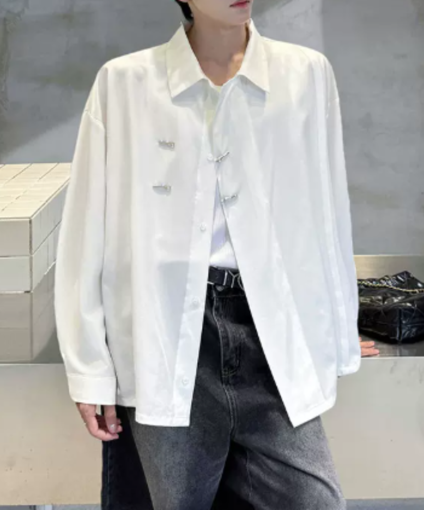 retro chinese-style metal button shirt EN3127