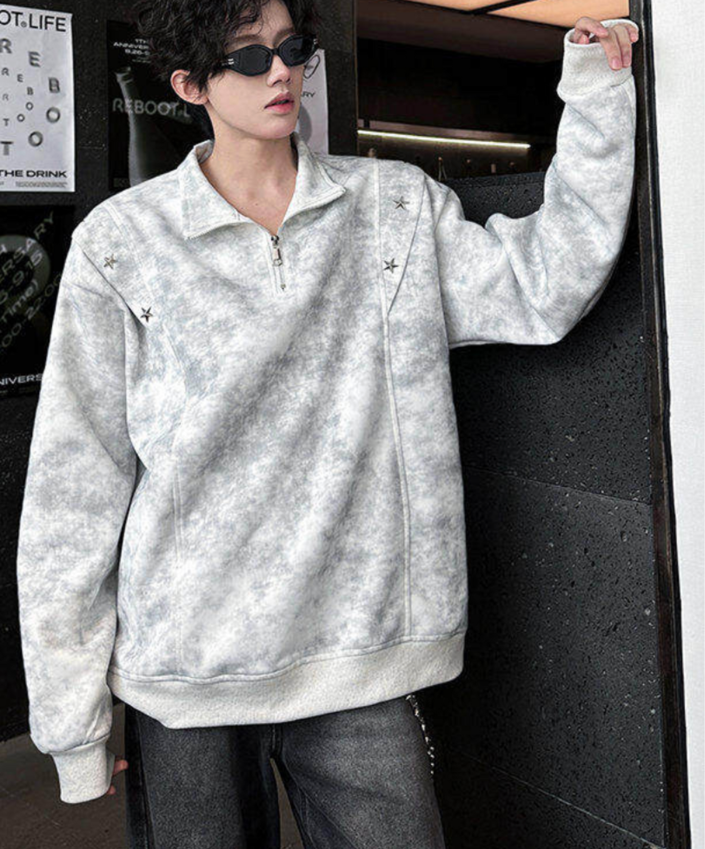 retro tie-dye half zip sweatshirt EN2653