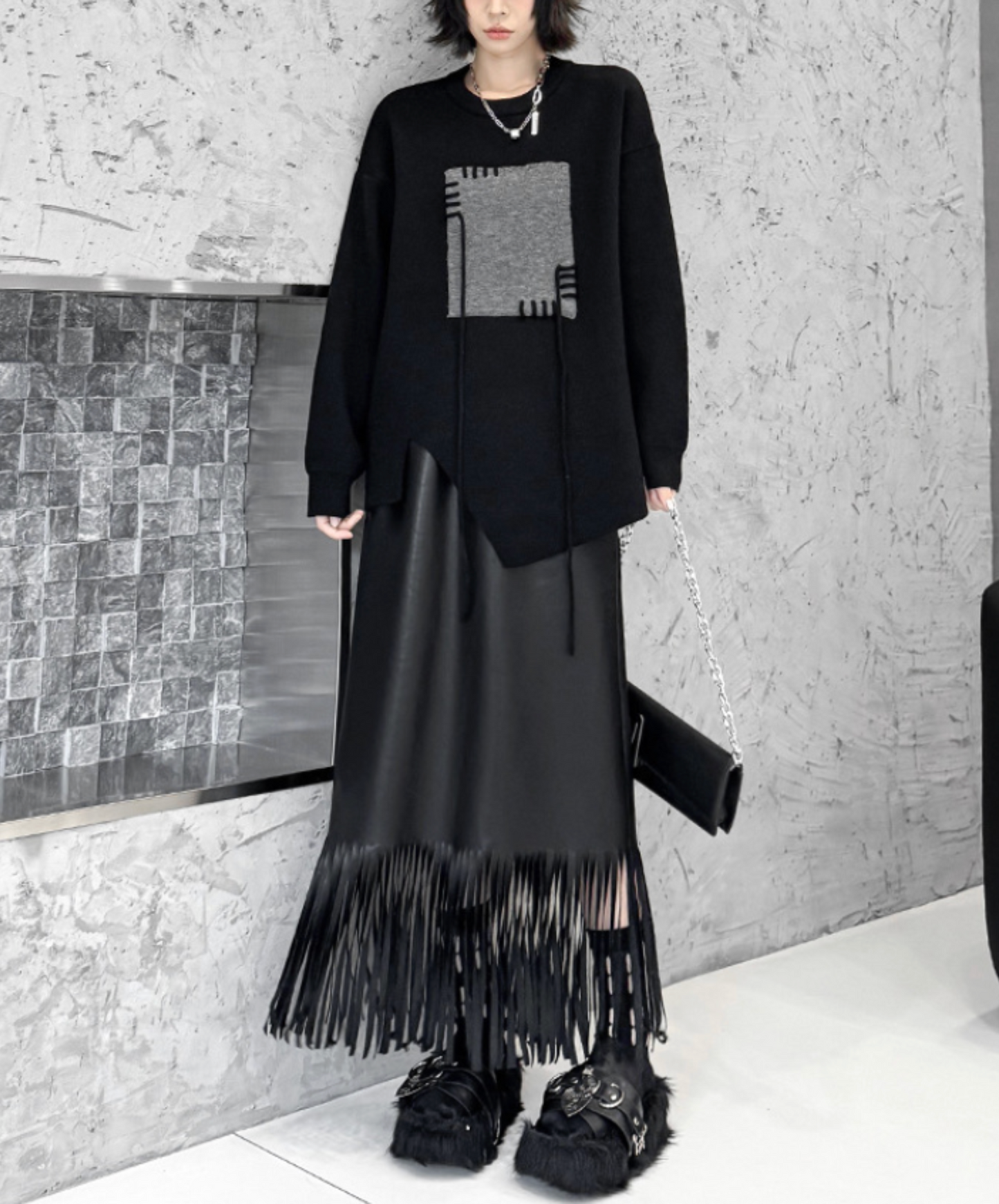 jacquard stitched motif sweater EN2469