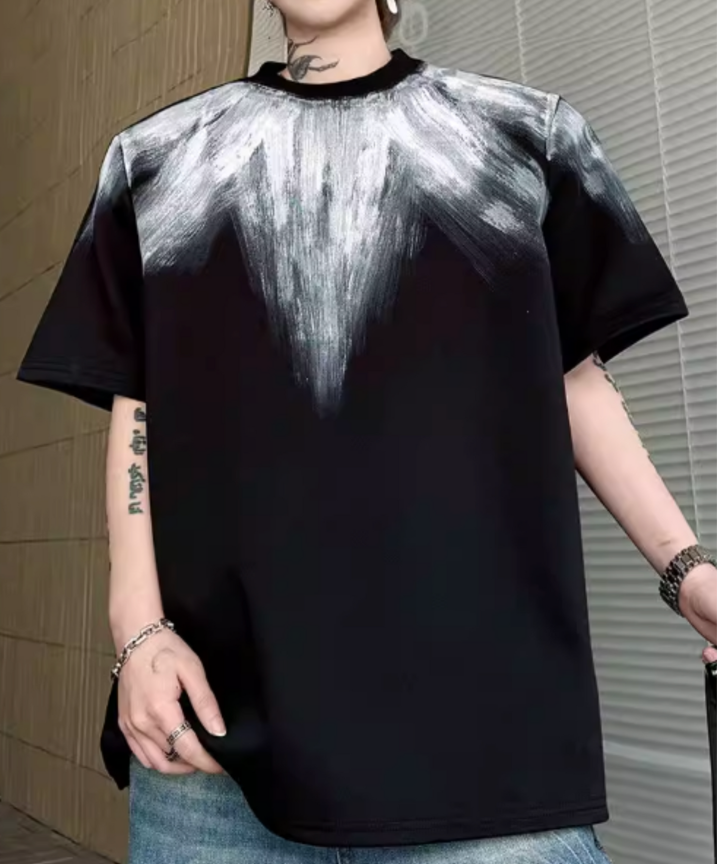 radial pattern short sleeves t-shirt EN2824