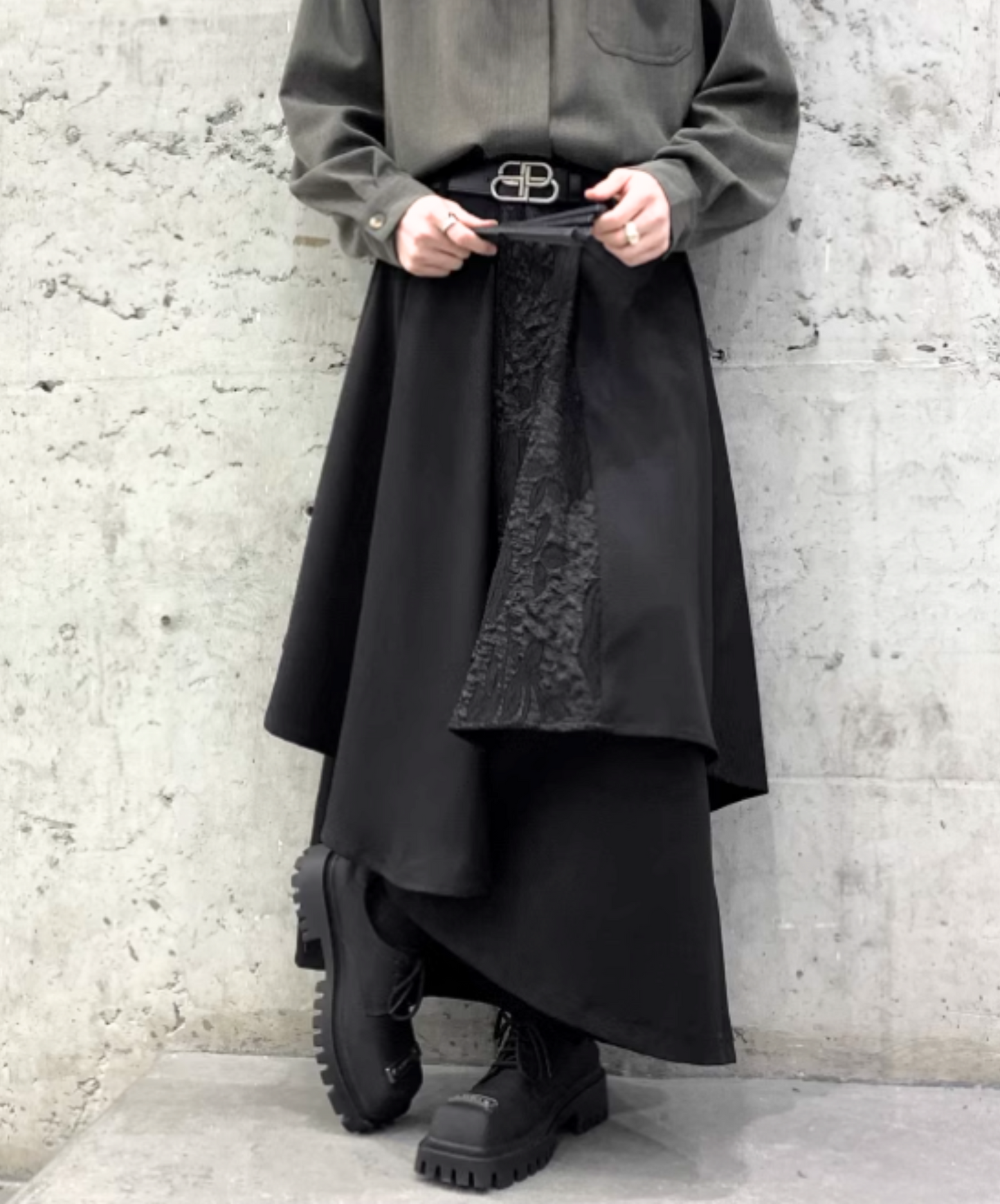 【style55】dark mode outfit set EN1852（shirt + pants set）