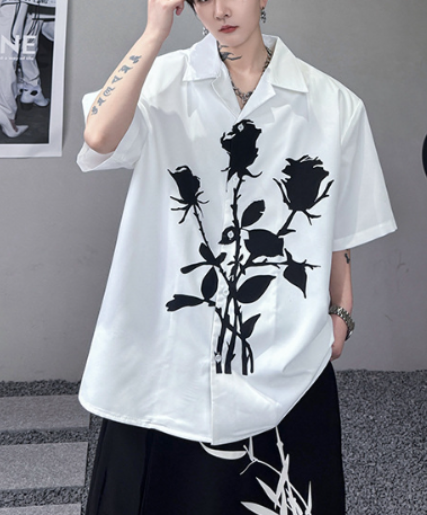 rose silhouette print shirt EN2905