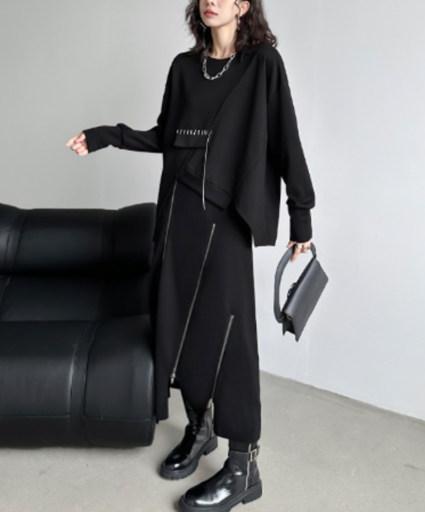 iIrregular seam line design sweatshirt EN3134