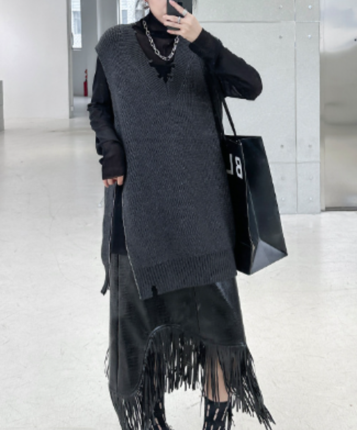 loose-fitting v-neck top side zips sweater EN3155