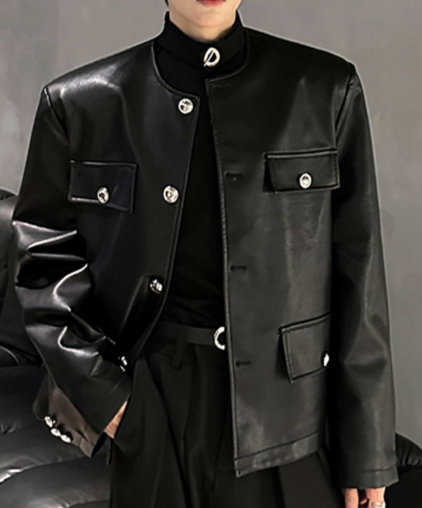 pu leather short riders jacket EN2474