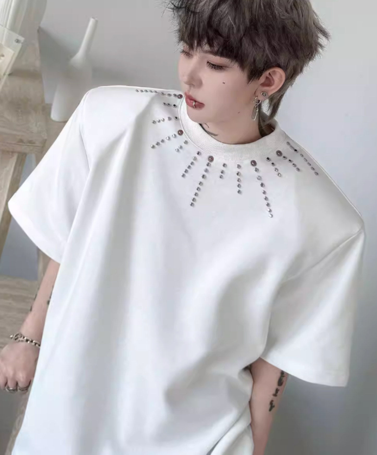 beaded meteor design t-shirt EN2826