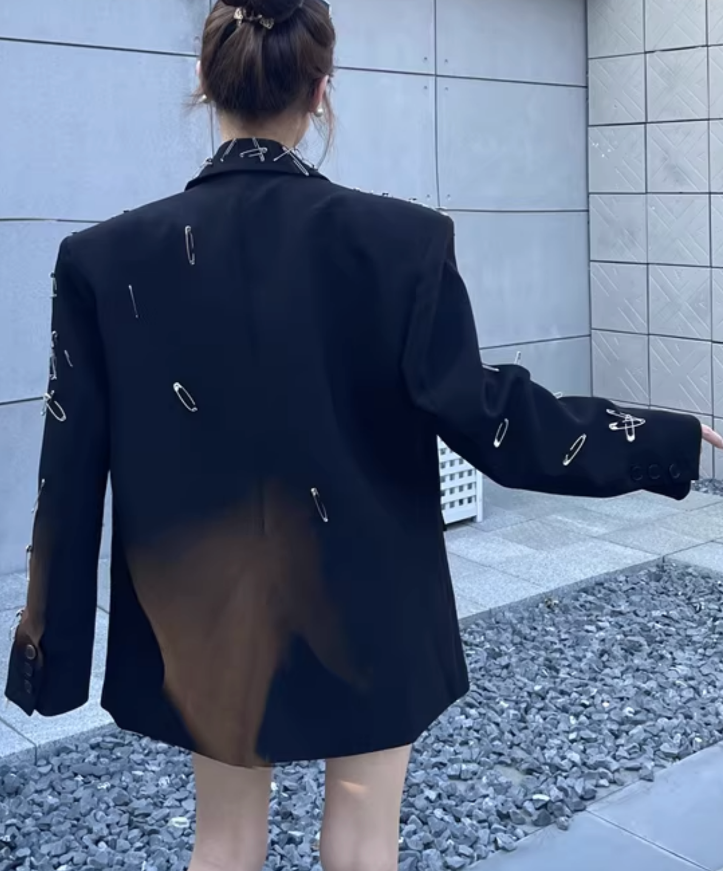 3d safety pin decoration jacket EN2828