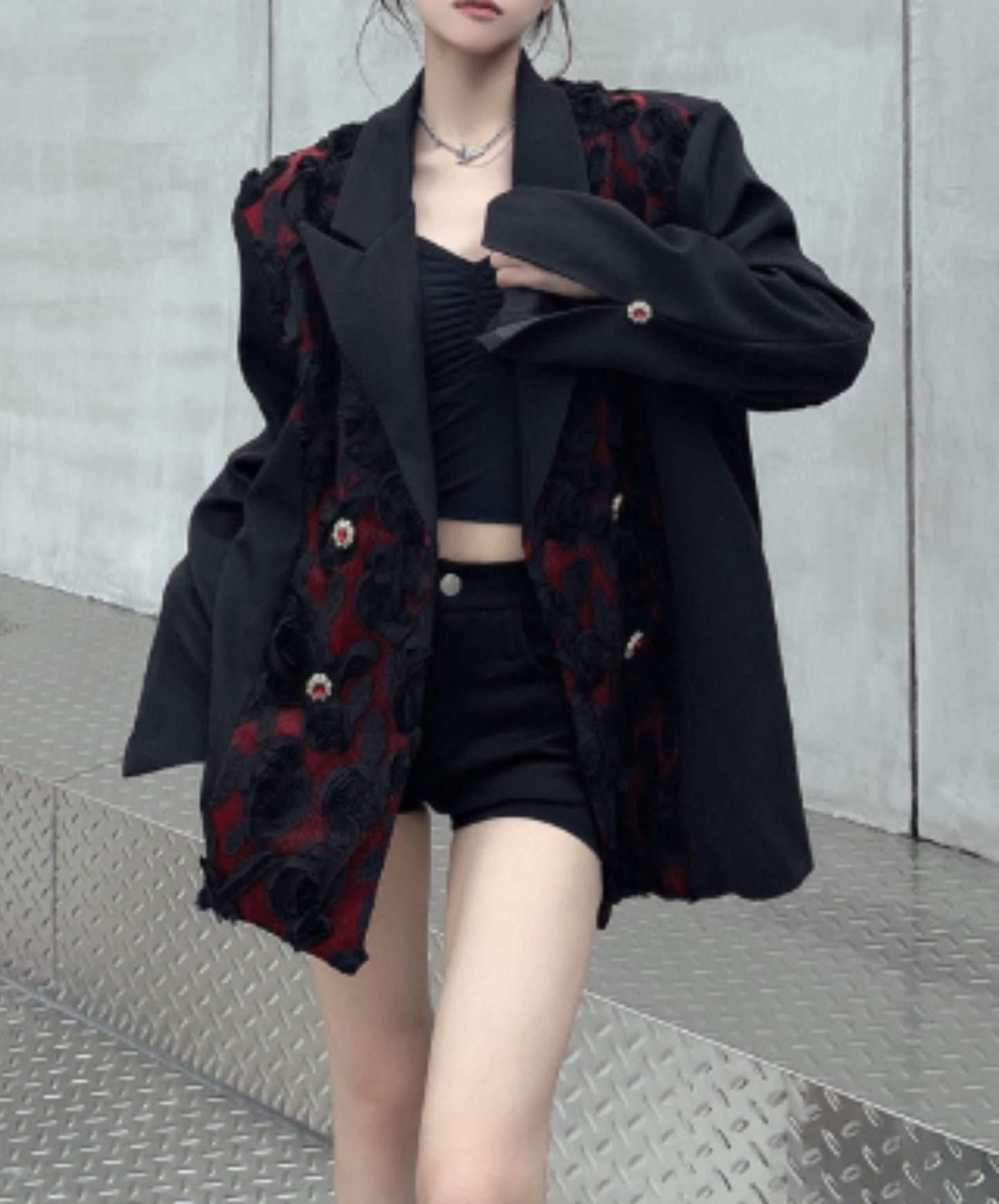 elegant rose motif jacket EN3092