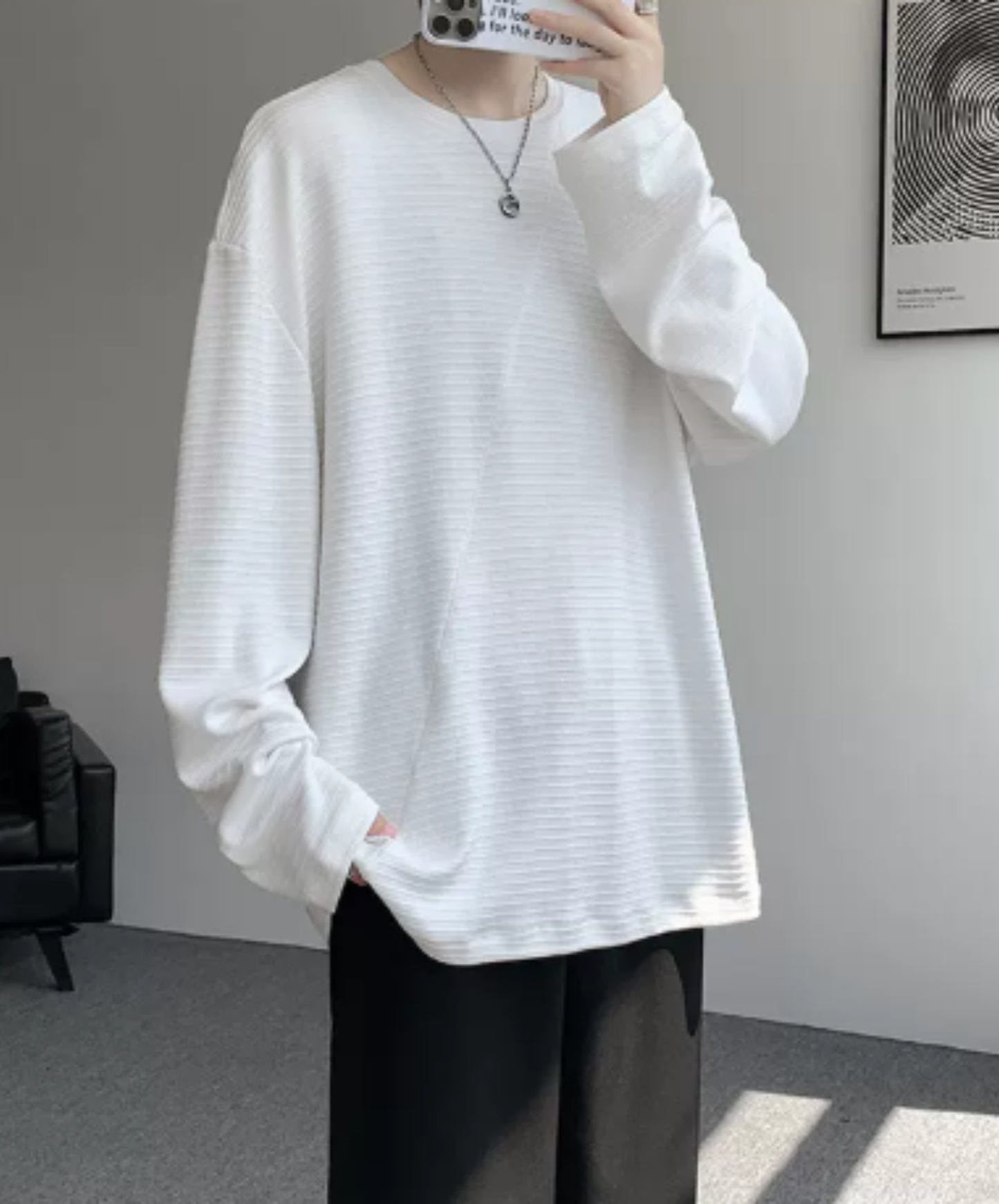 brushed finish with border t-shirt EN3126