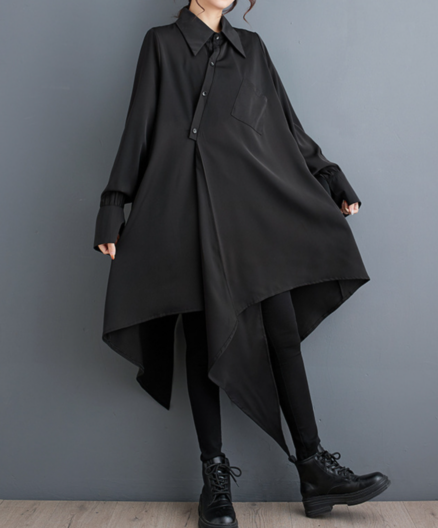 asymmetric irregular design dress long shirt EN1659