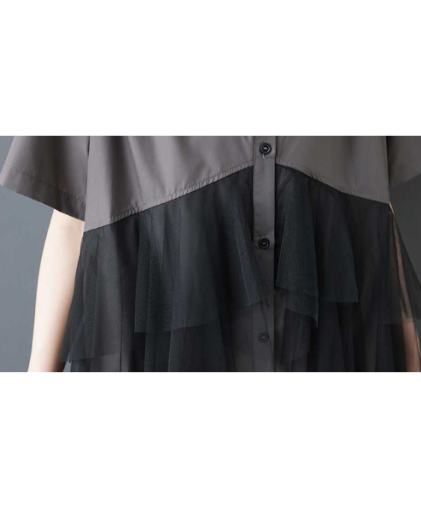 dark mesh patchwork long shirt EN3054