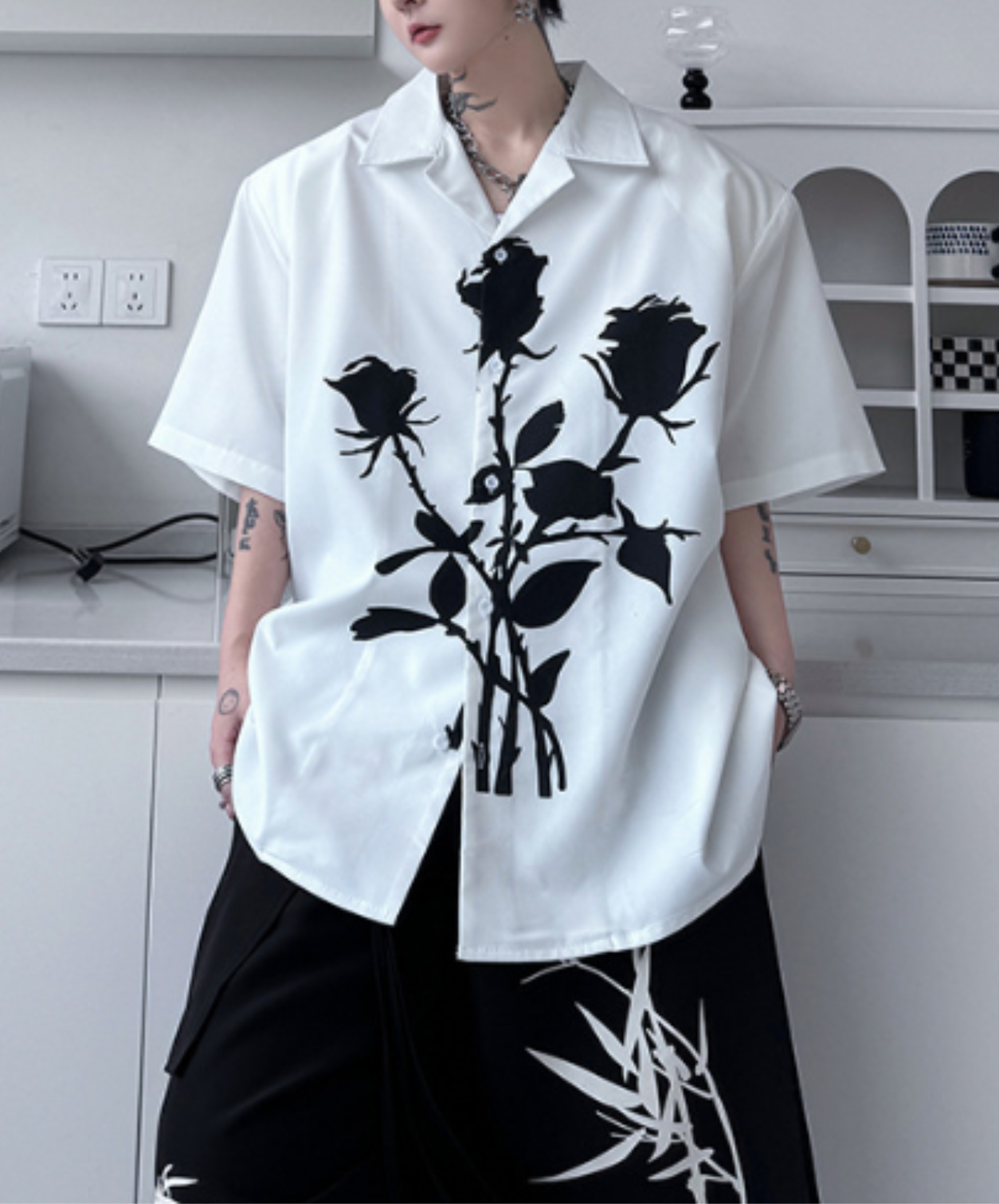 rose silhouette print shirt EN2905