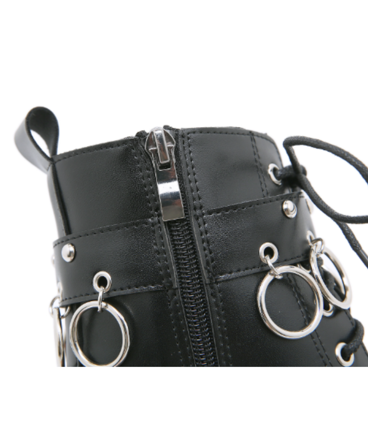 lace-up design studs and metal rings boots EN3247