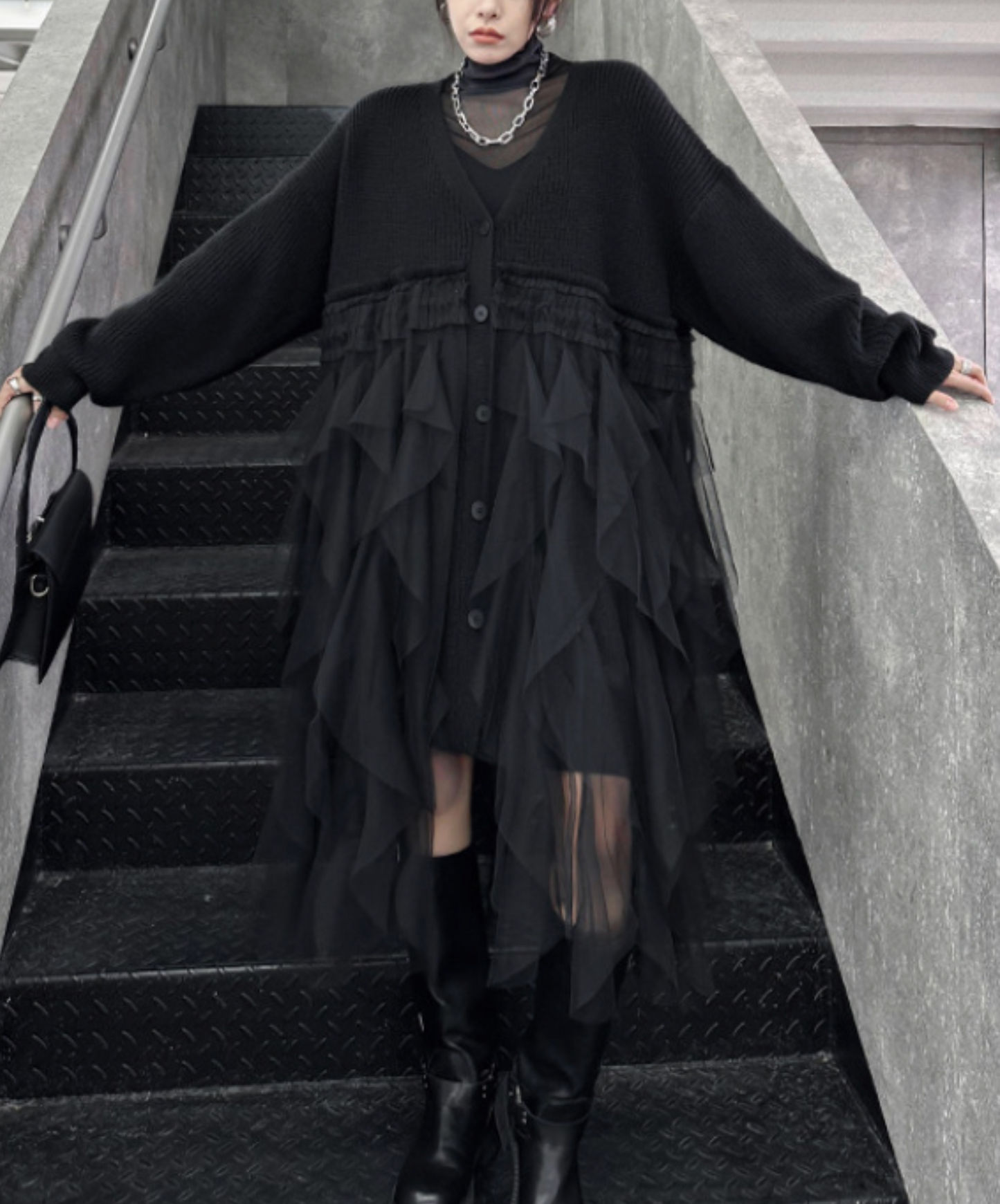 layered ruffle tulle cardigan EN2448