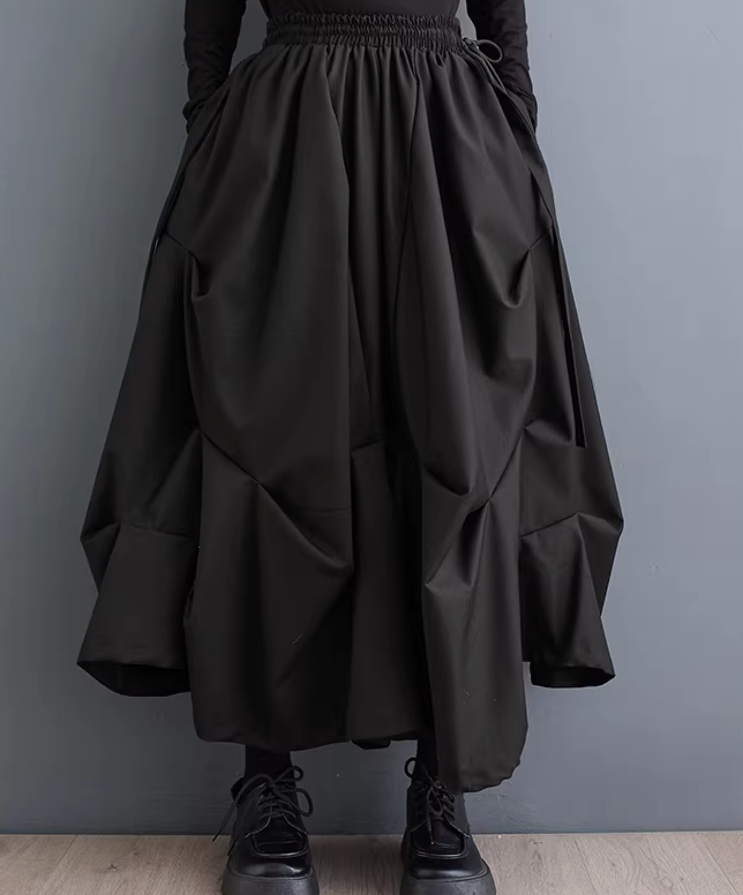 dark pleated drape wide pants EN2833