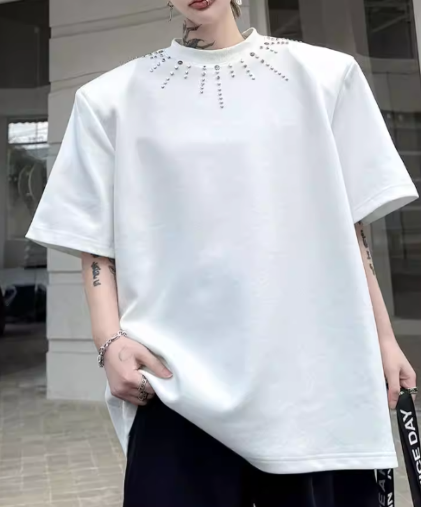 beaded meteor design t-shirt EN2826