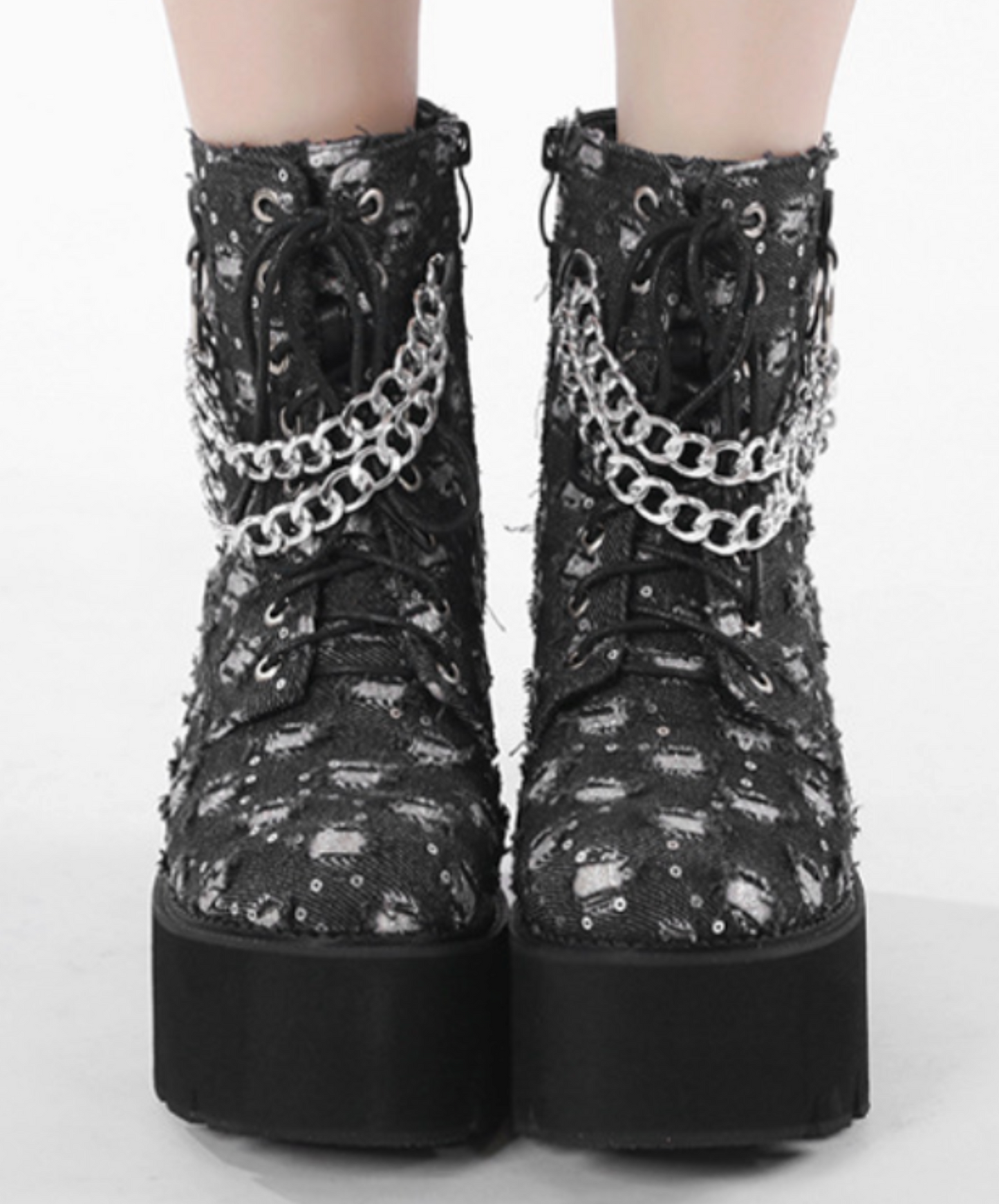 square hole ring chain boots EN2611