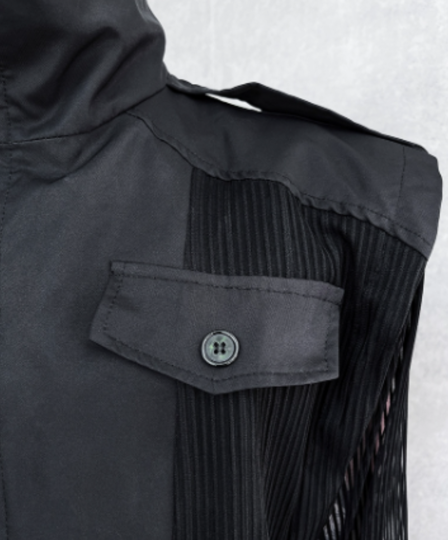 dark vertical mesh high neck jacket EN1137