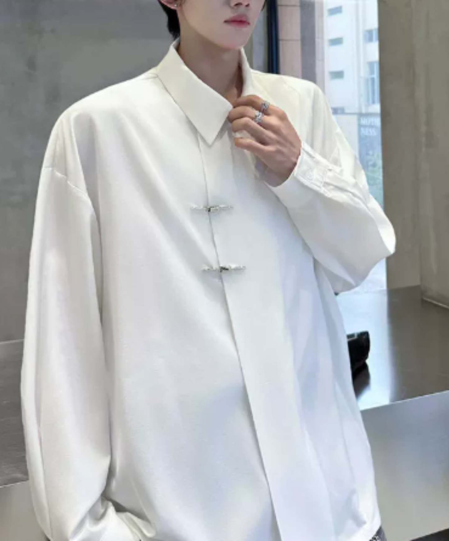 retro chinese-style metal button shirt EN3127