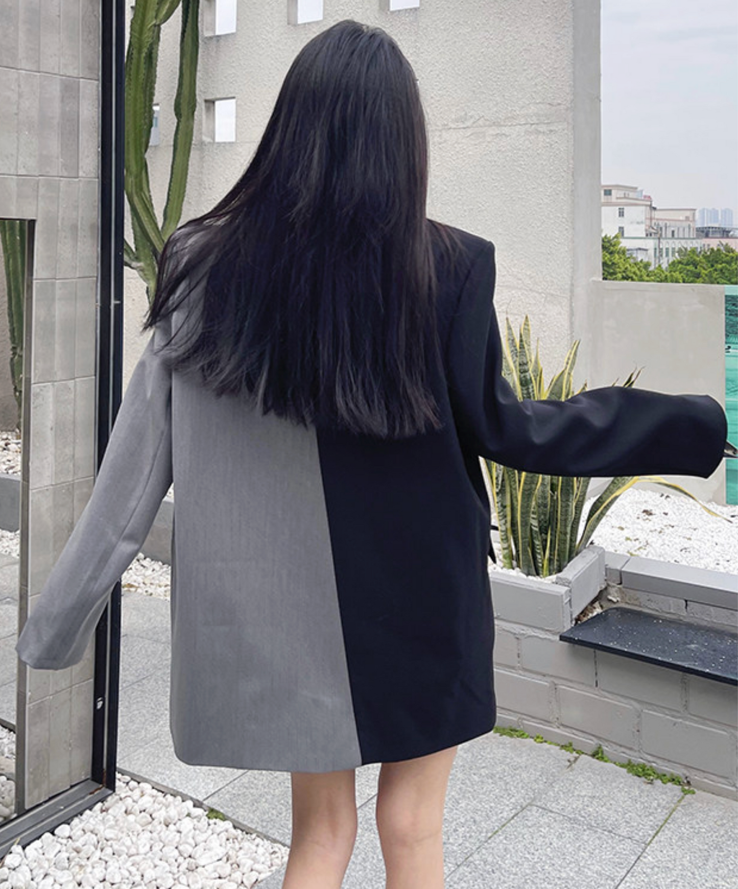 black & gray colorblock jacket EN2766