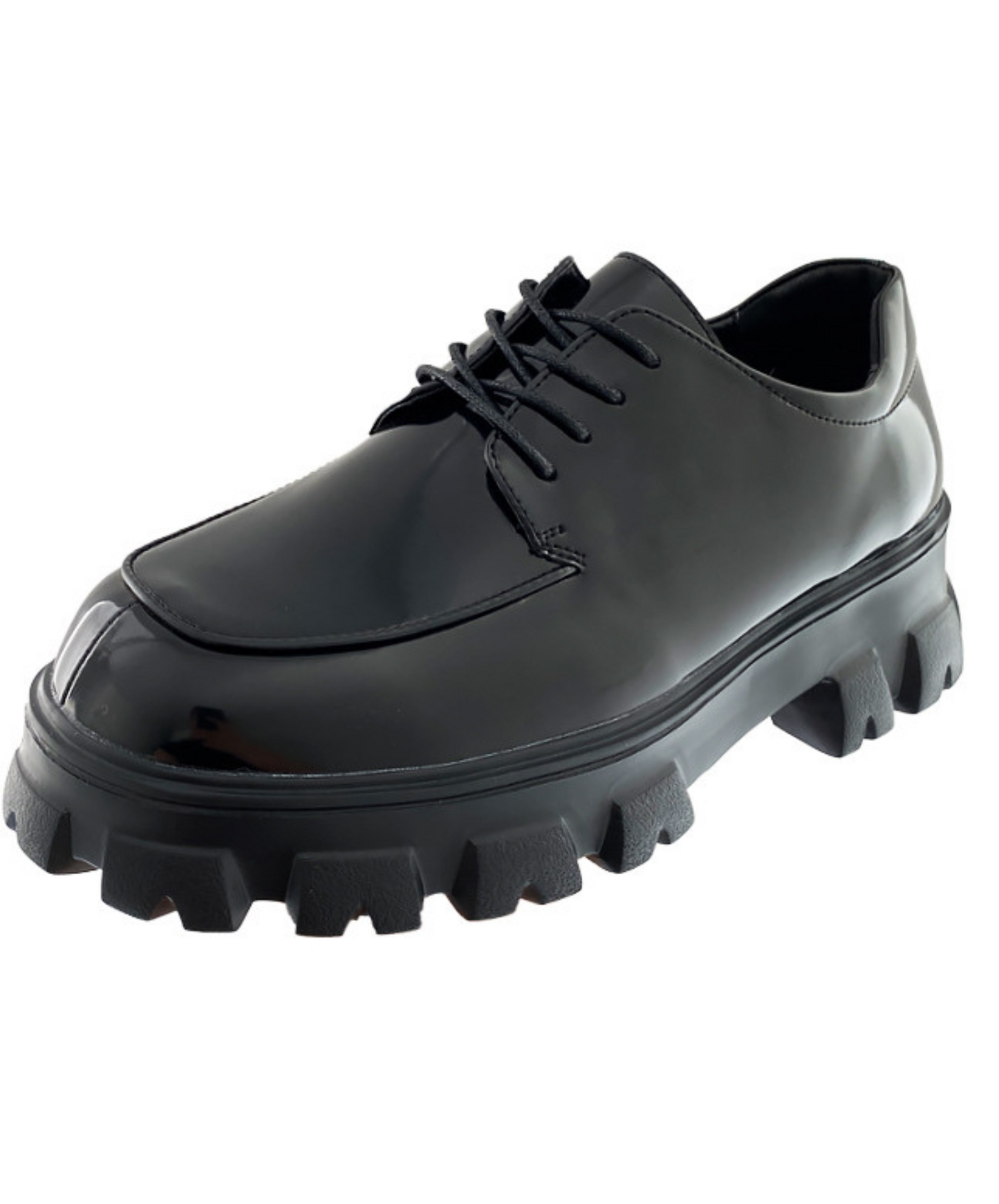 glossy plain toe leather shoes EN1153