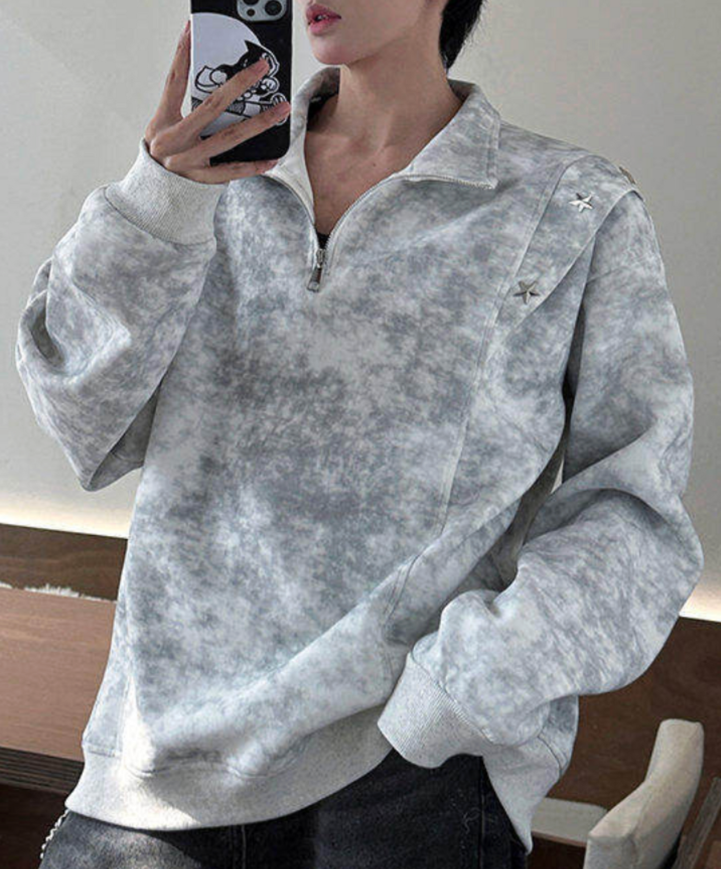 retro tie-dye half zip sweatshirt EN2653