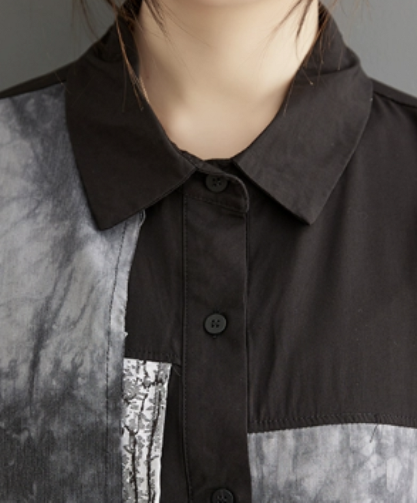 dark patchwork design shirt EN1103