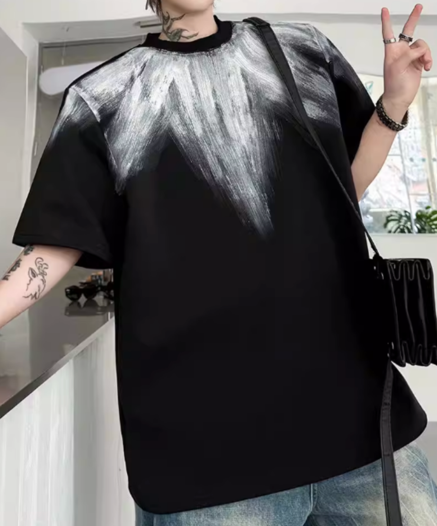 radial pattern short sleeves t-shirt EN2824