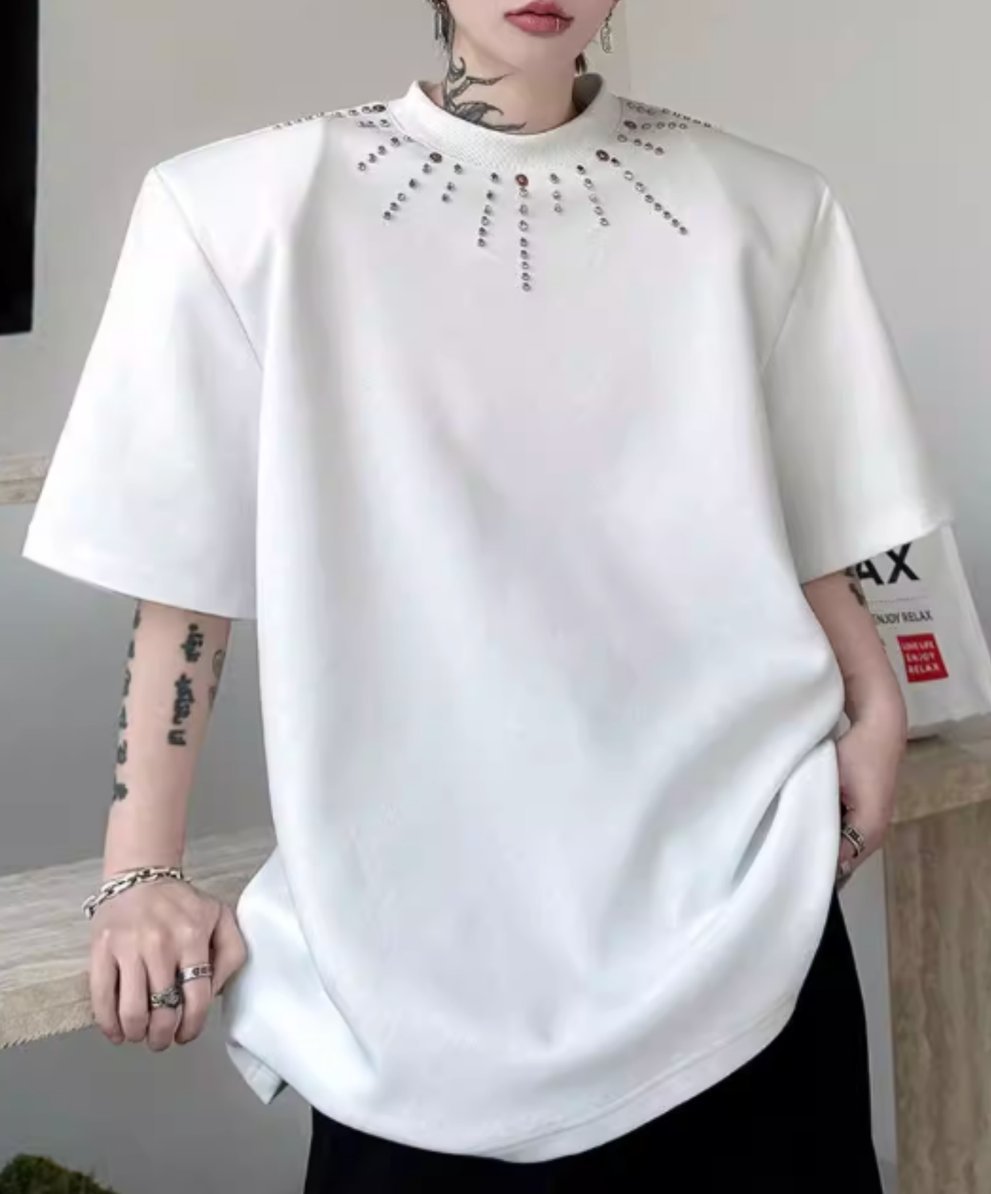 beaded meteor design t-shirt EN2826