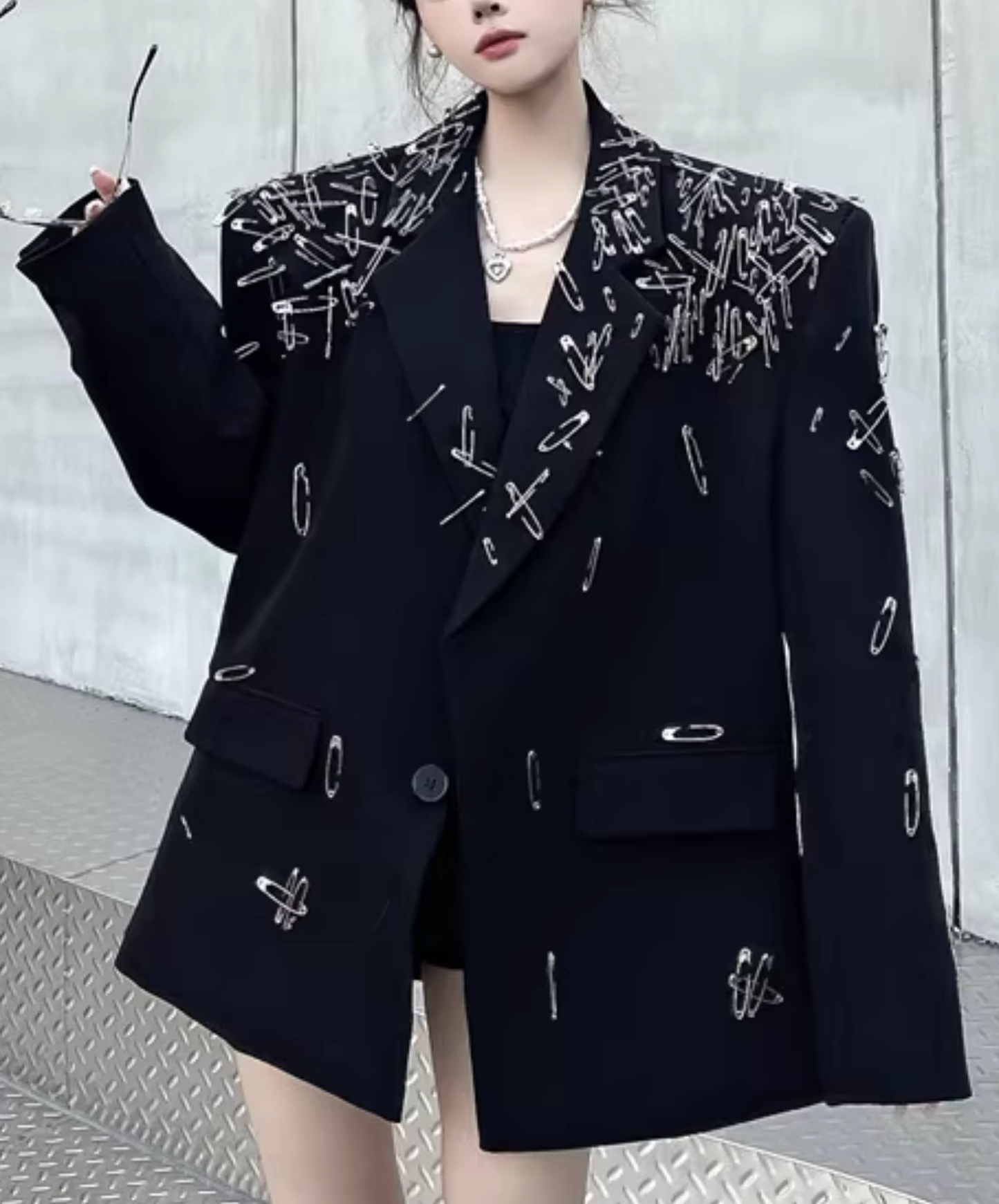 3d safety pin decoration jacket EN2828