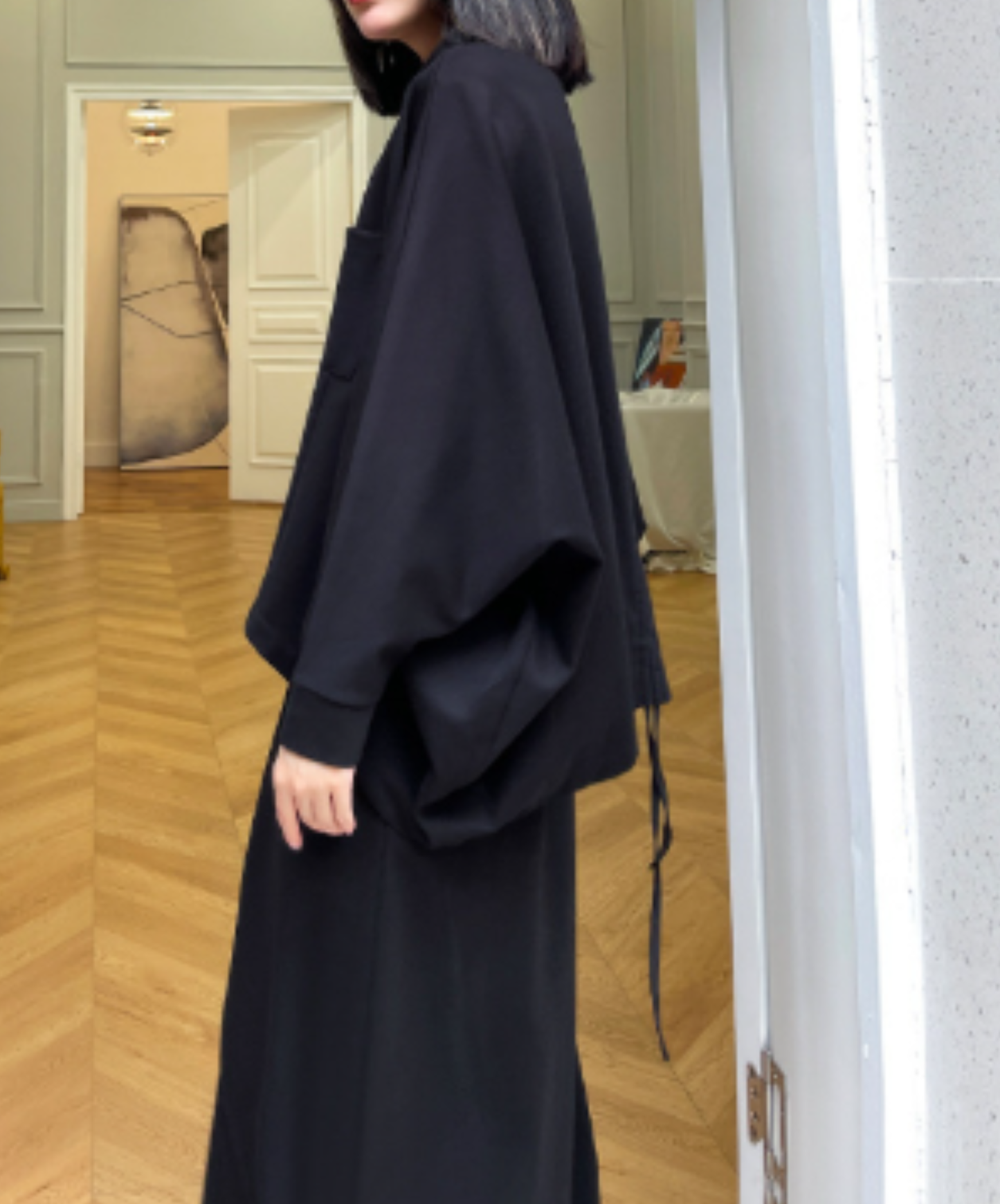 ring-zipper poncho style sweatshirt EN3117