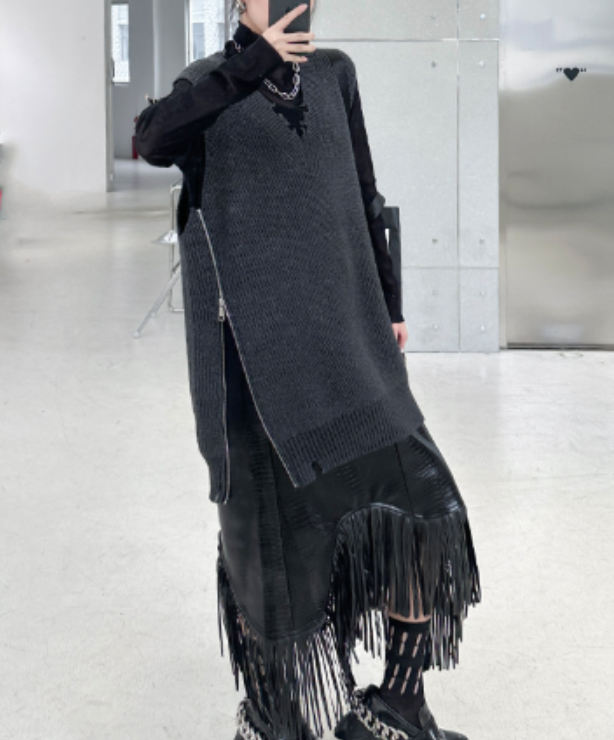 loose-fitting v-neck top side zips sweater EN3155