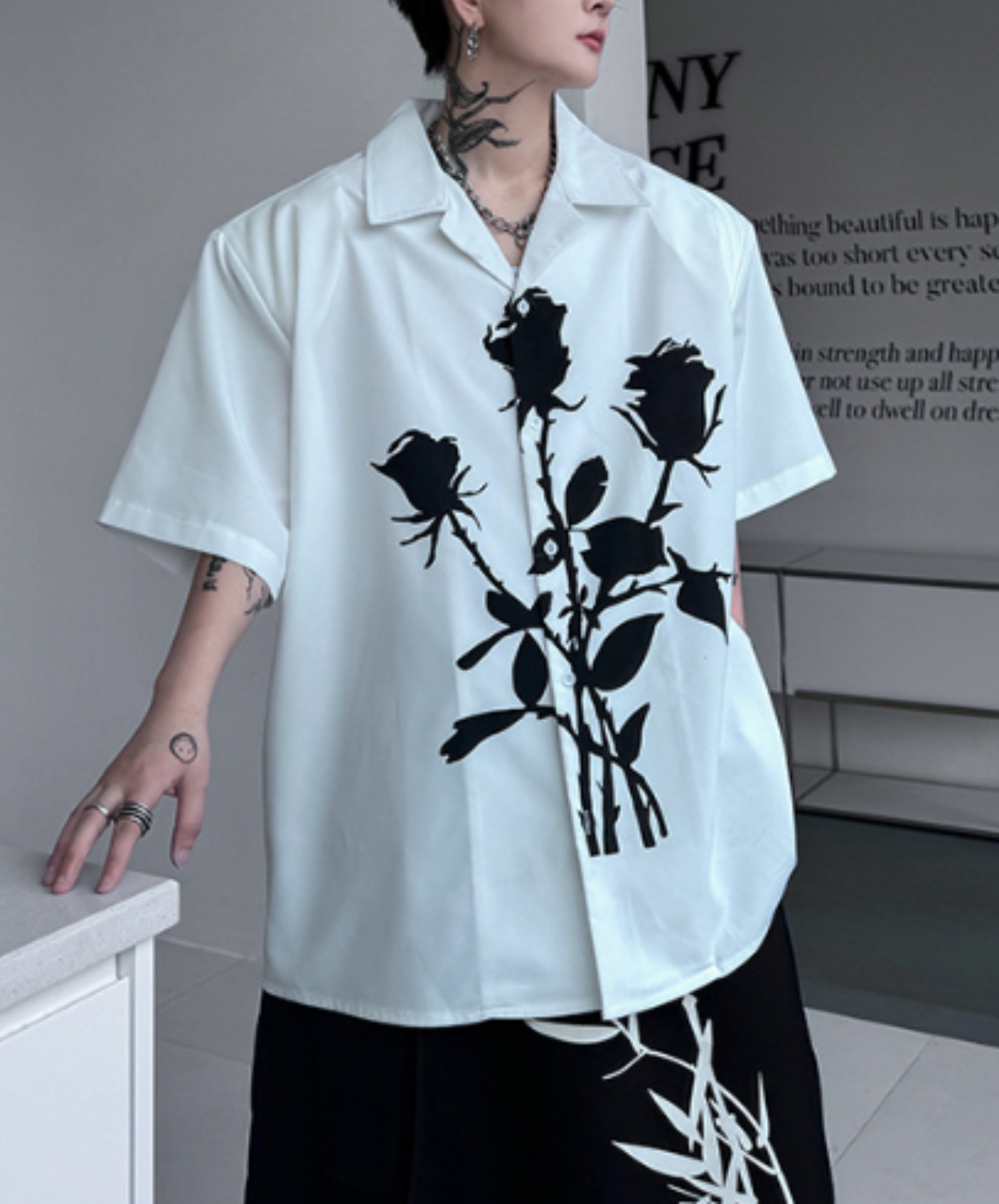 rose silhouette print shirt EN2905