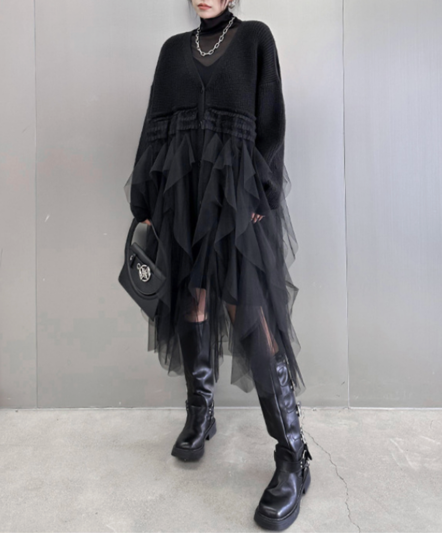 layered ruffle tulle cardigan EN2448