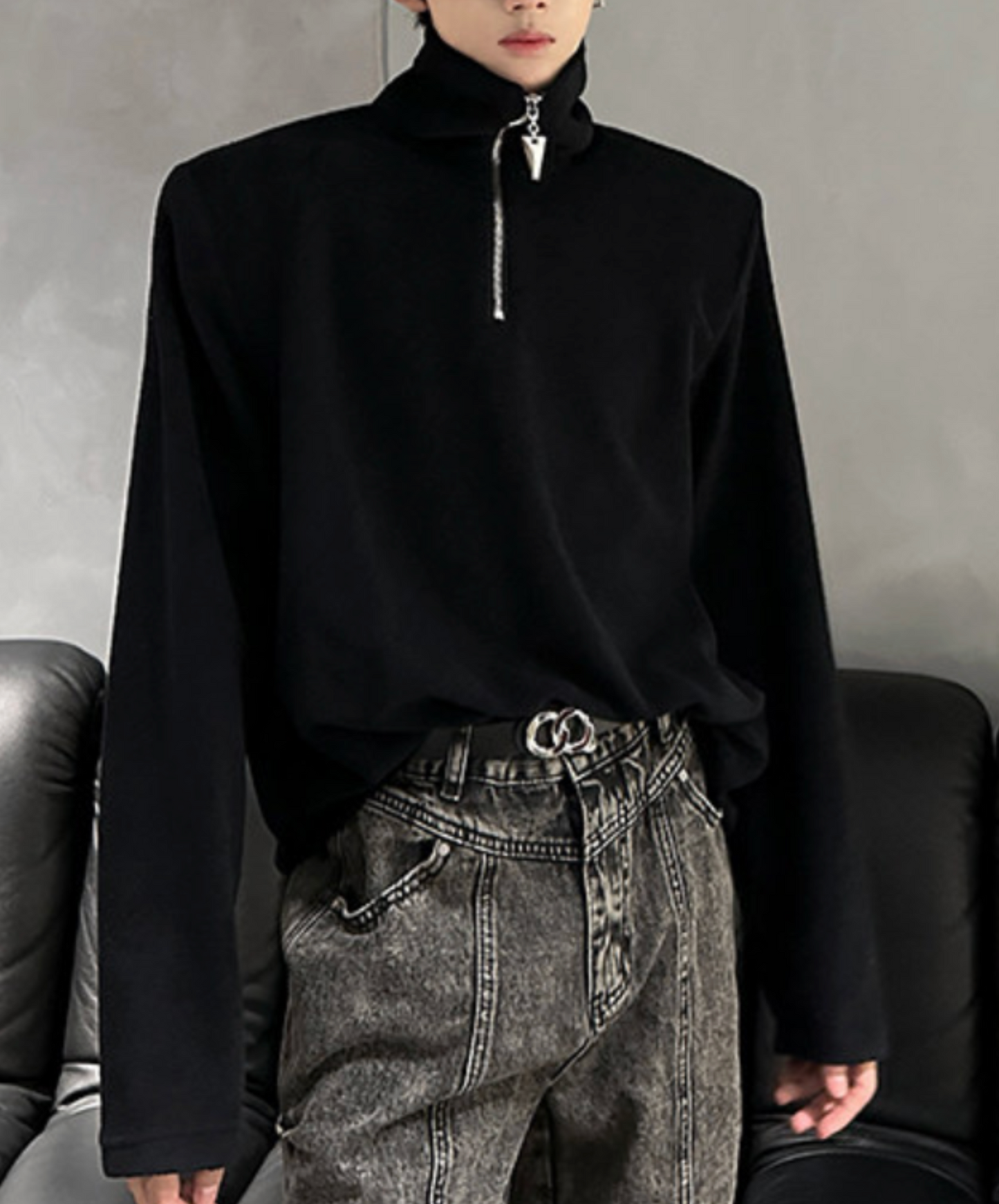 dark half-zip neck sweatshirts EN2637