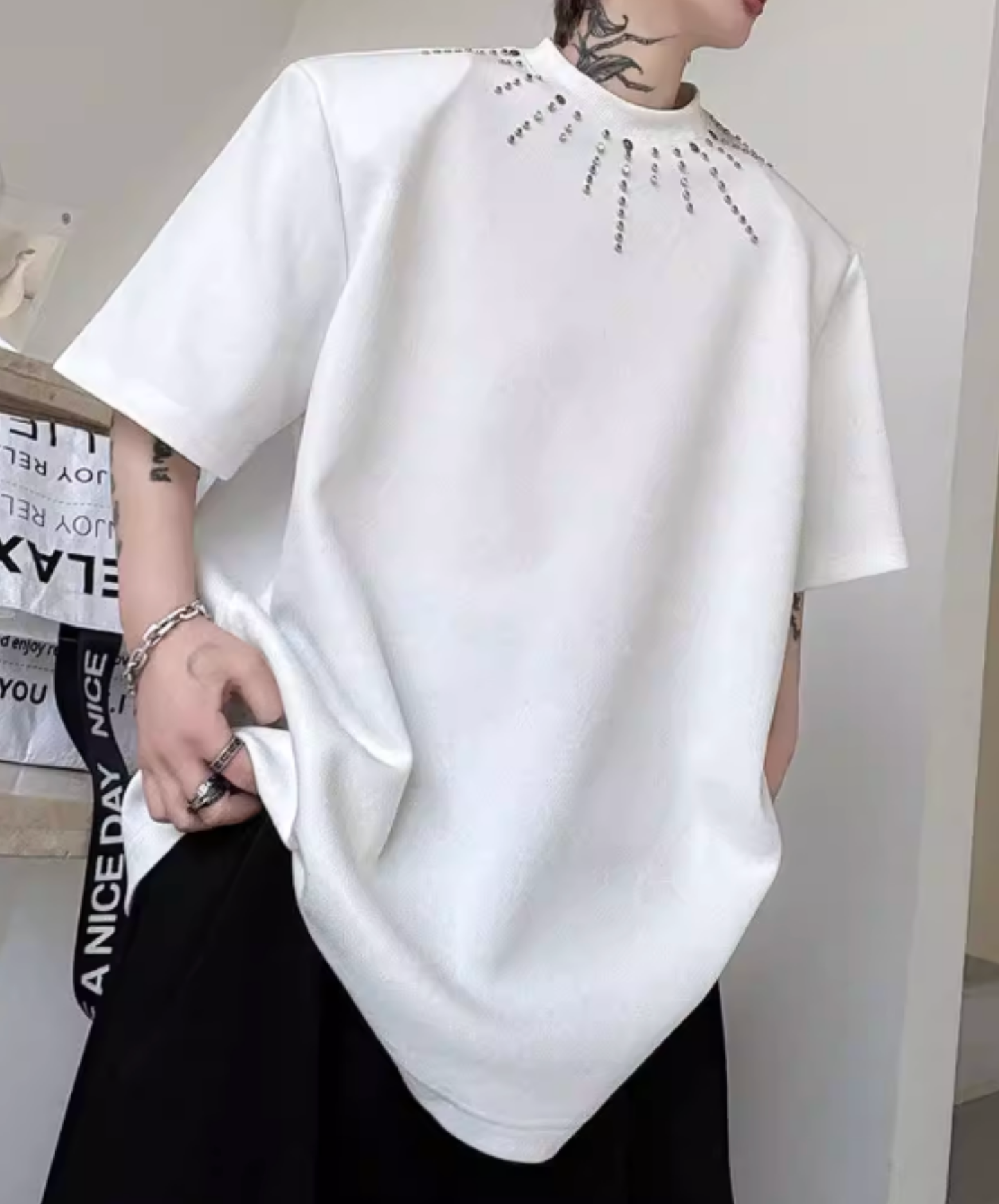 beaded meteor design t-shirt EN2826