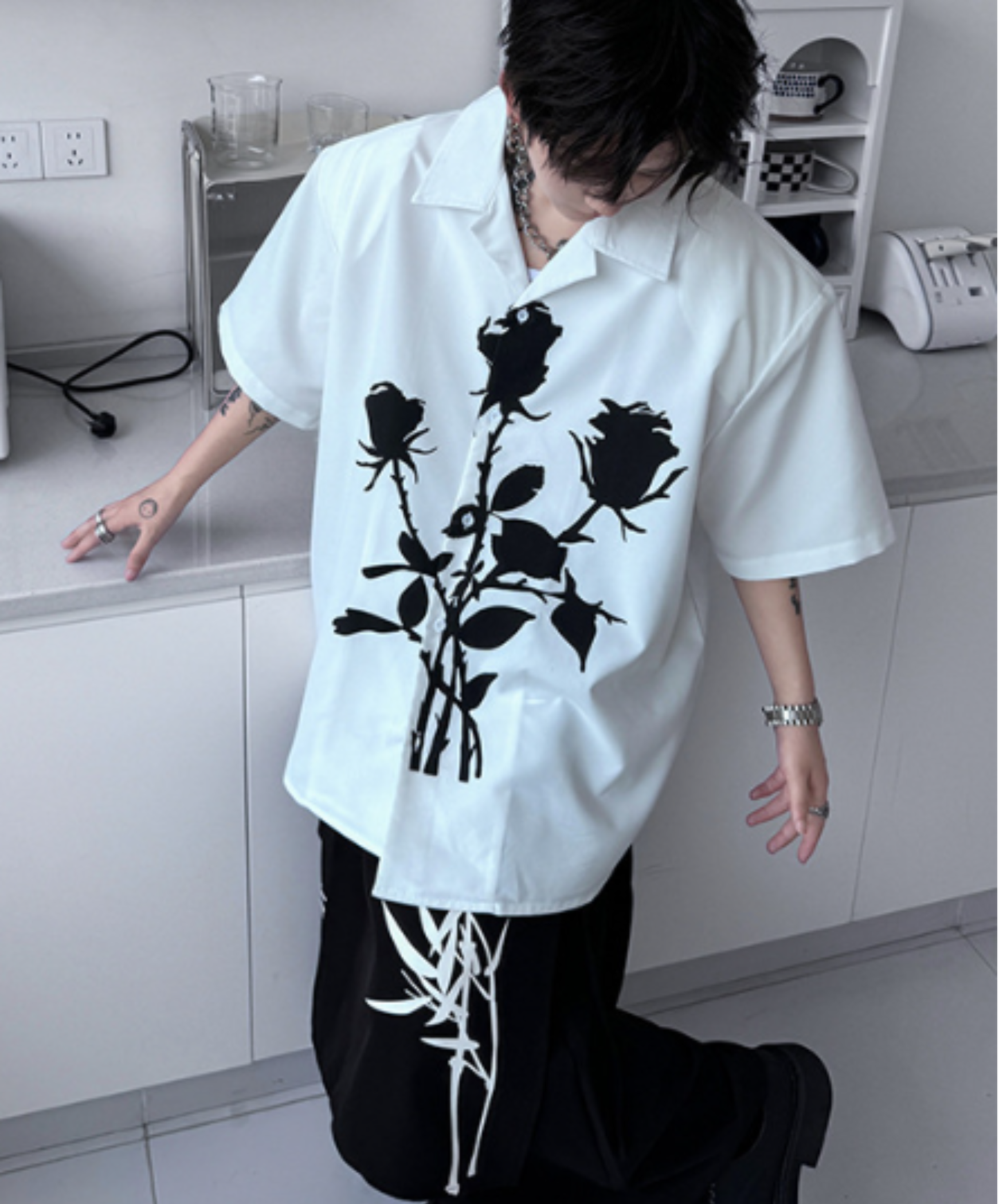 rose silhouette print shirt EN2905