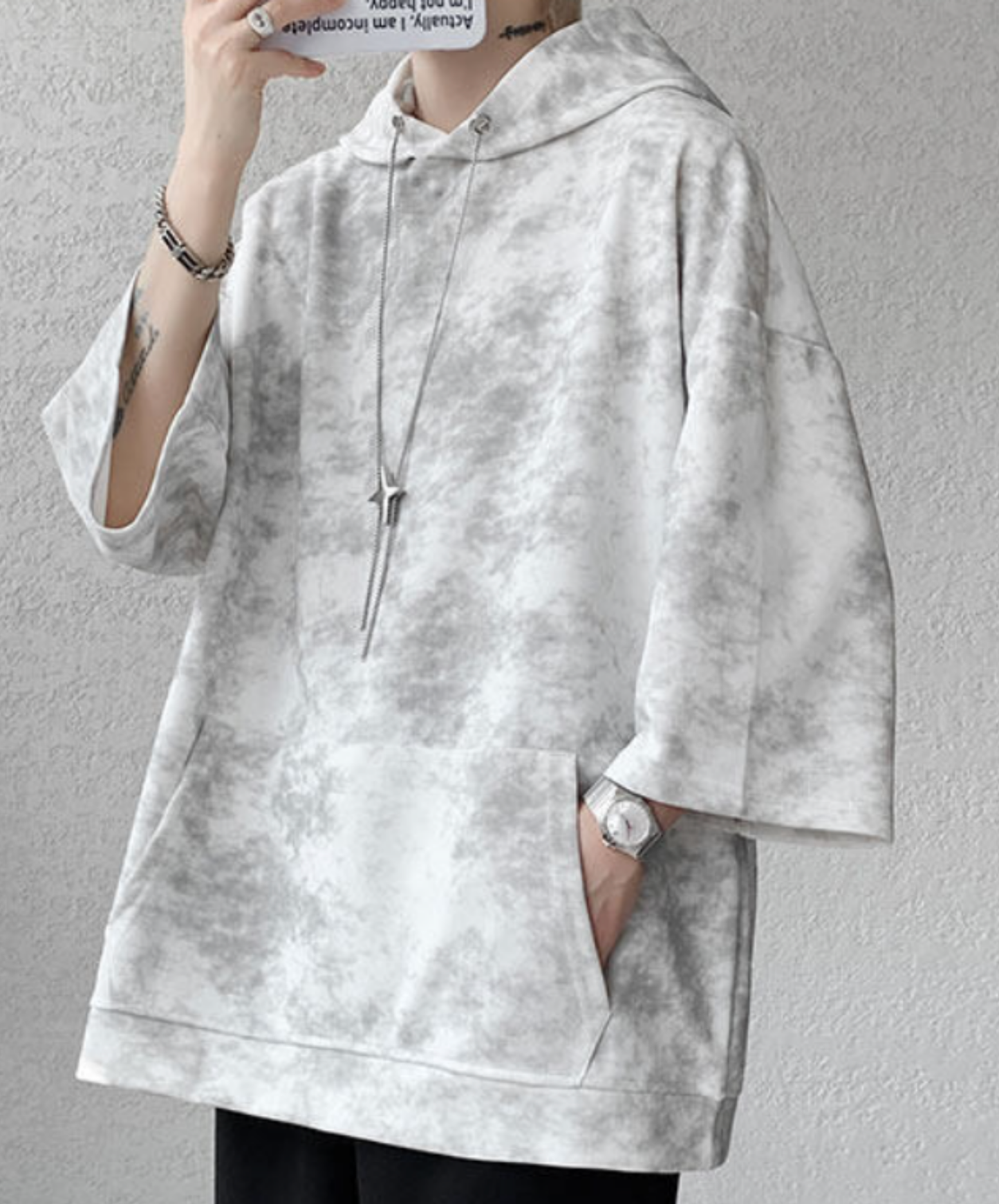 star motif neck strap hoodie EN2845