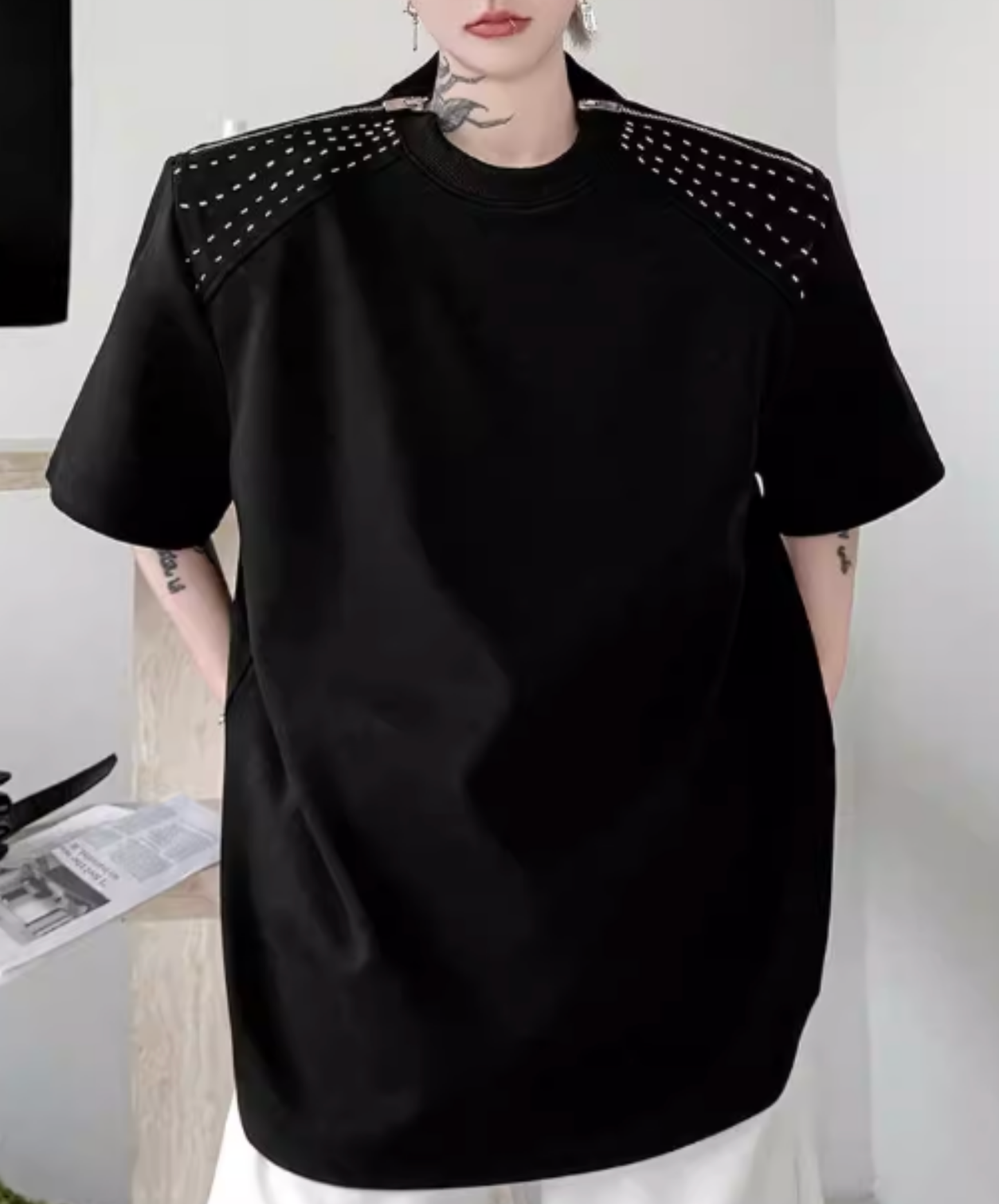 zippered sleeves t-shirt EN2825