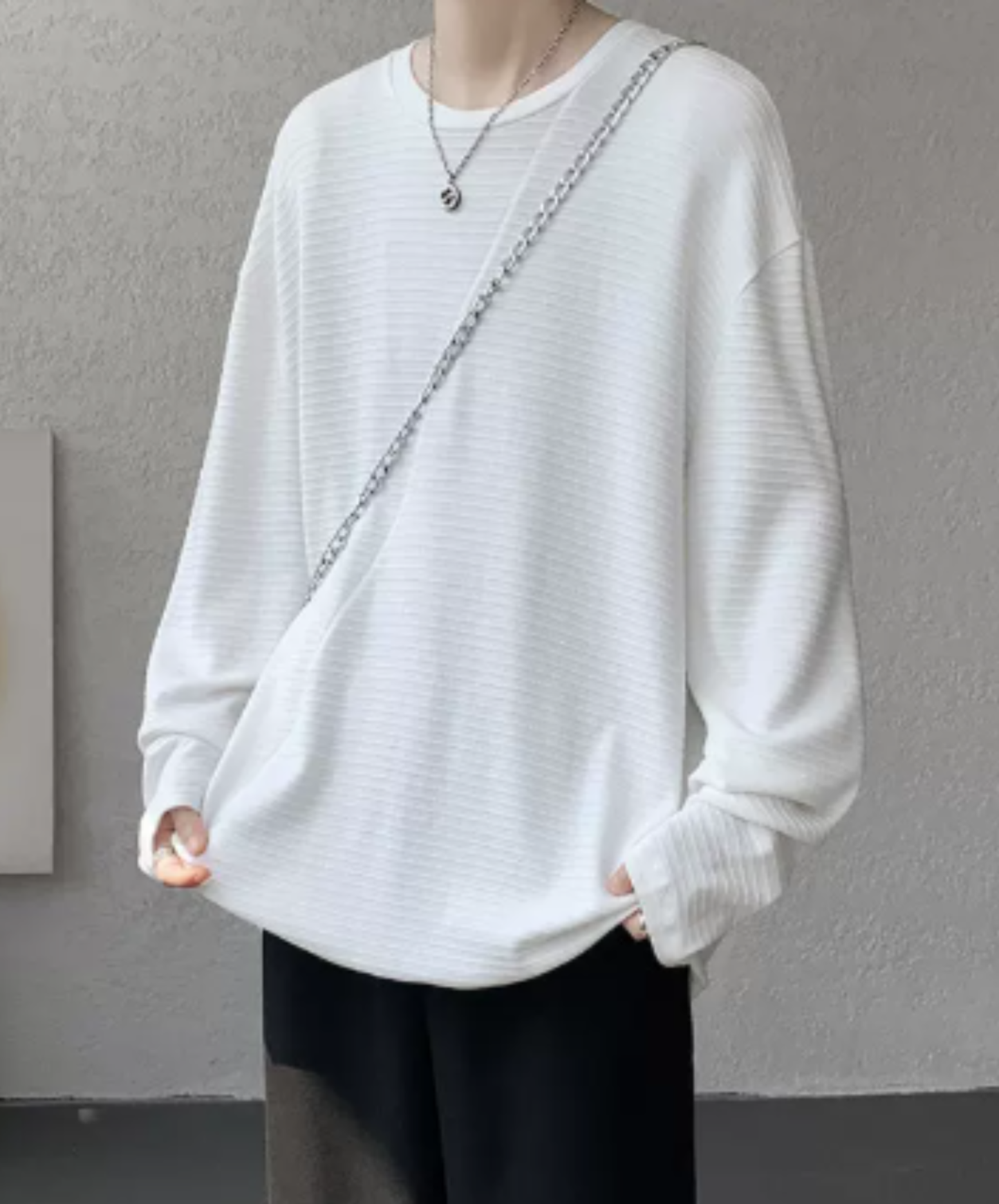 brushed finish with border t-shirt EN3126