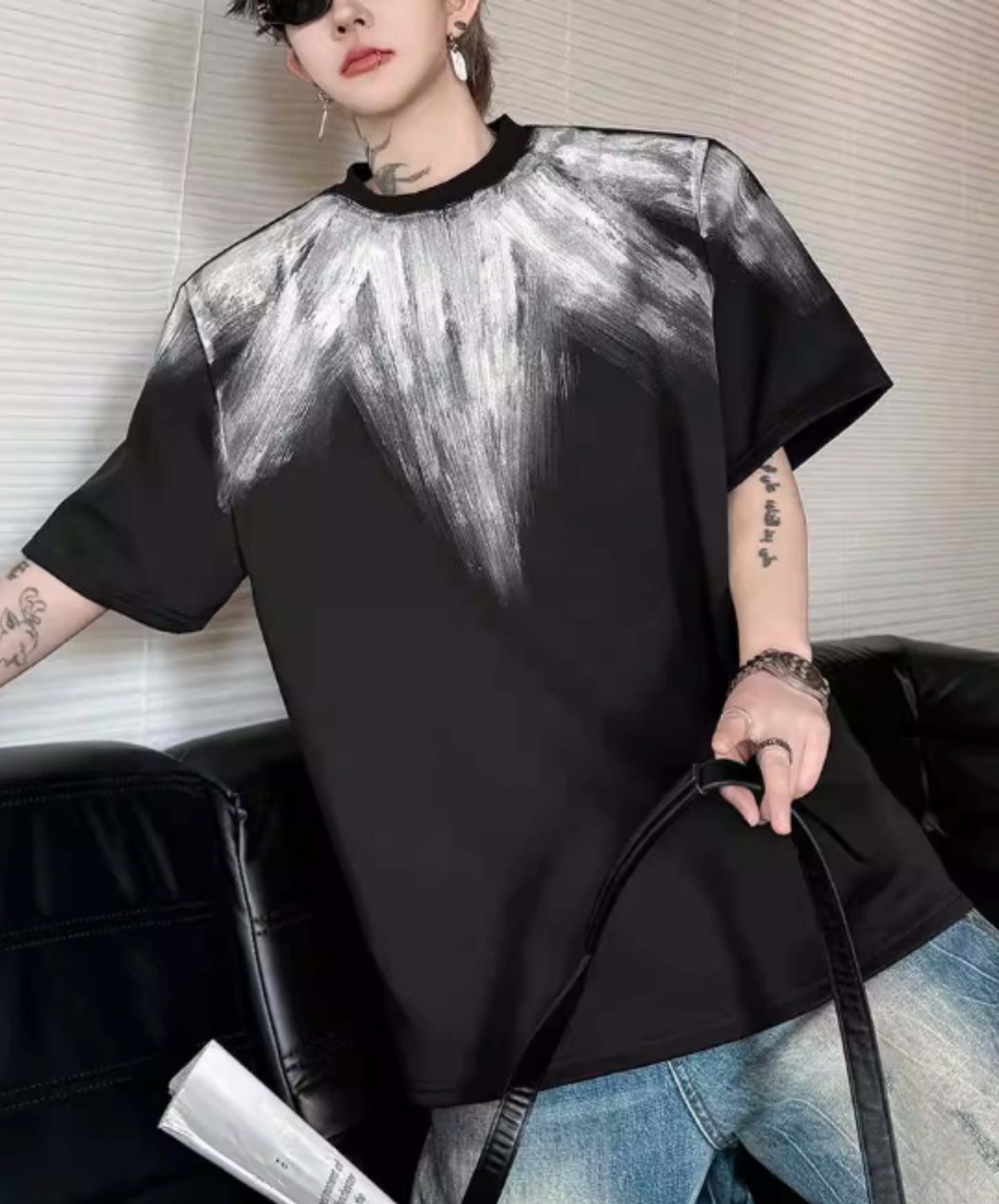radial pattern short sleeves t-shirt EN2824