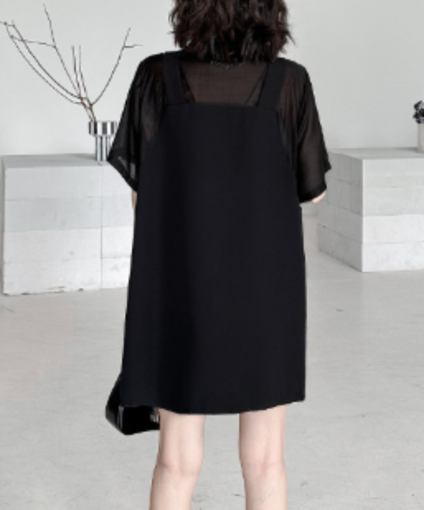 dark fake two-piece loose sheer shirt EN2977