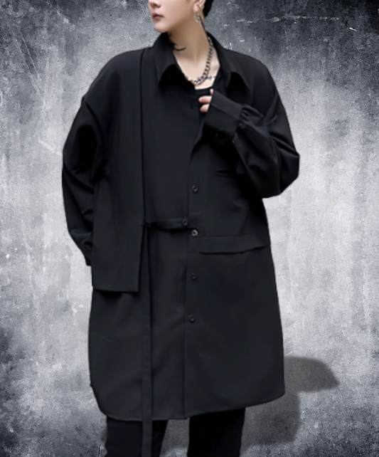 dark with waist string long shirt EN2884
