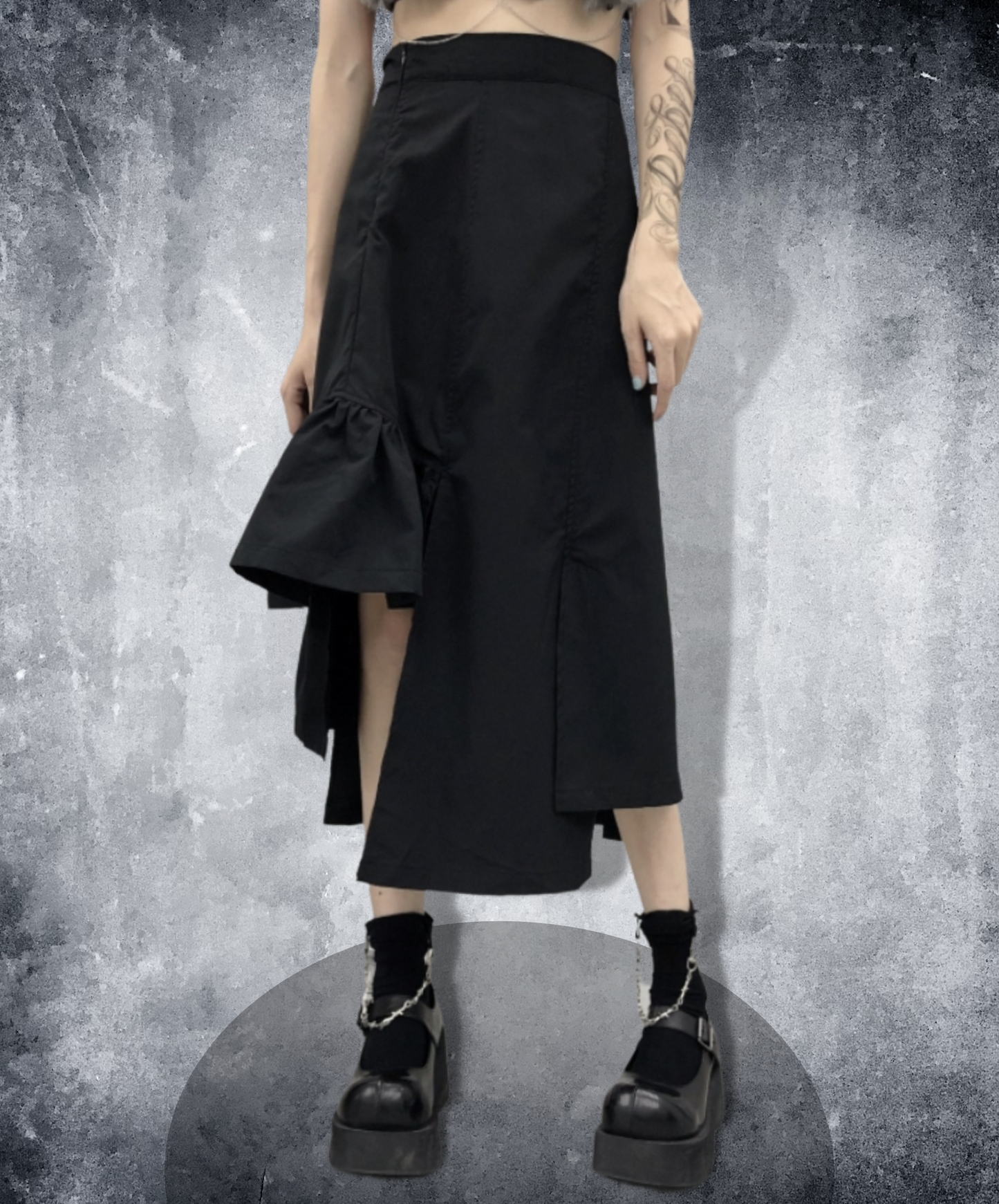 dark irregular slit skirt EN985