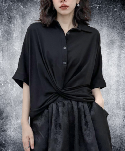 dark asymmetrical cross design shirt EN3001