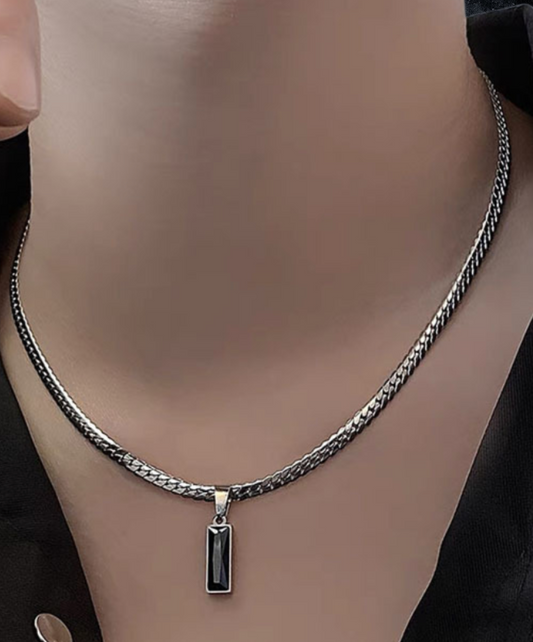 titanium black zircon necklace EN2659
