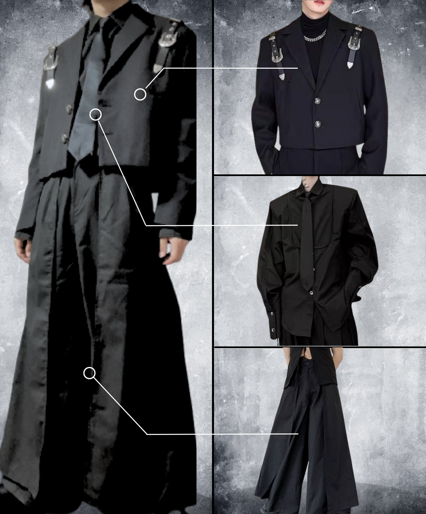 【style54】dark mode outfit set EN1851（jacket + shirt + pants set）