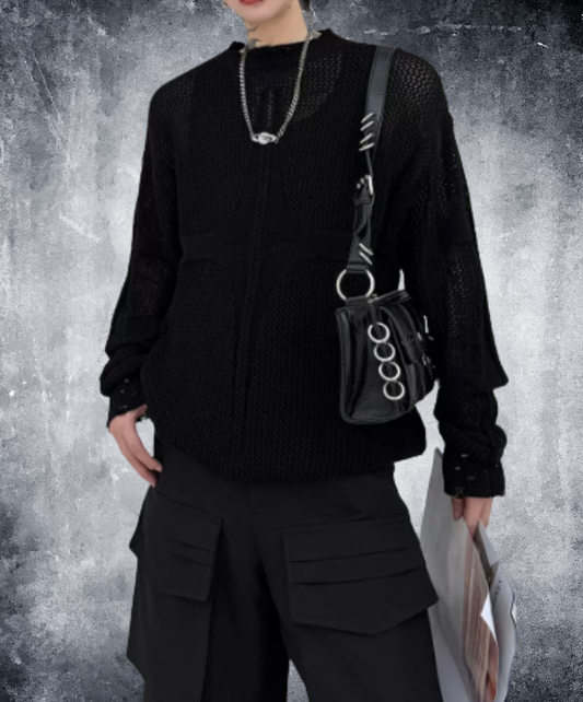 open-knit pattern with distressed finish sweater EN3206