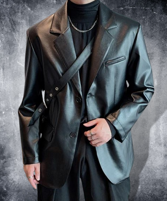 dark retro design pu leather jacket EN1581